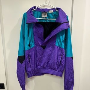 Vintage purple / tealish / greennish windbreaker 80s